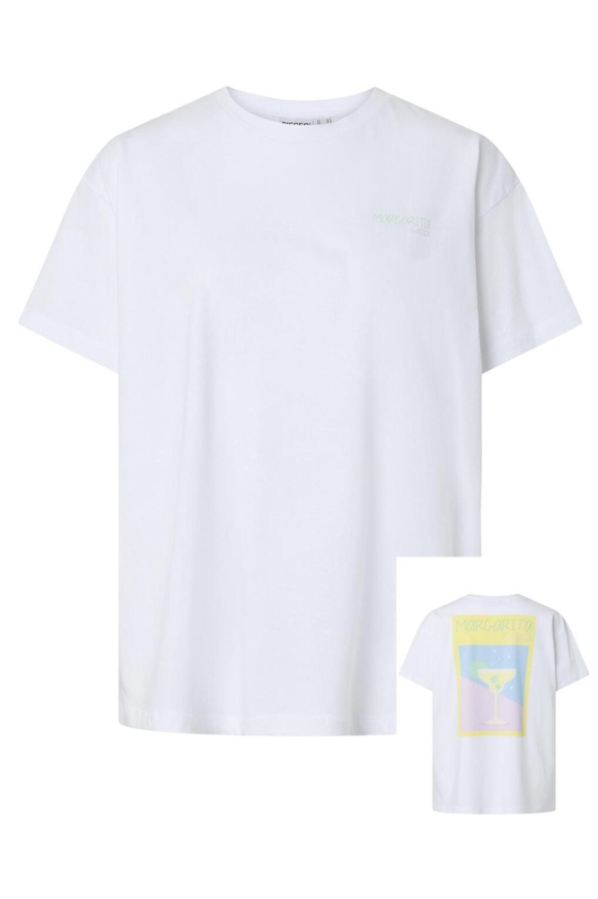PCALIFI FASTTRACK SS OVERSIZE TEE J 17163845 BRIGHT WHITE/SMALL MARGARITA